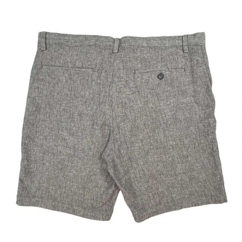 Banana Republic Aiden Shorts Mens 38 Grey Linen Cotton Blend Flat Front 9 Inseam